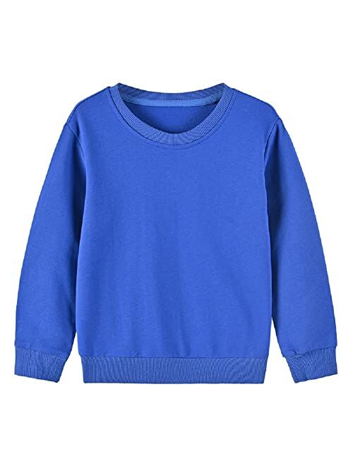 IESSRA Boys Girls Crewneck Sweatshirts Toddler Baby Sweatshirt Solid Cotton Soft Long Sleeve Active Pullover Tshirts