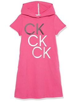 Girls' One Size Performance Logo Sweatshirt Dress, Fleece Hoodie with Long Or Short Sleeves