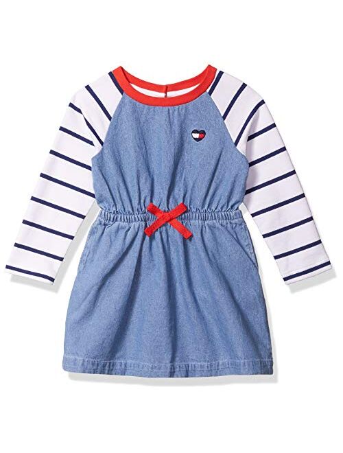 Tommy Hilfiger Girls' Hooded Sweatshirt Dress, Long Sleeve Fleece Hoodie with Fun Prints & Designs