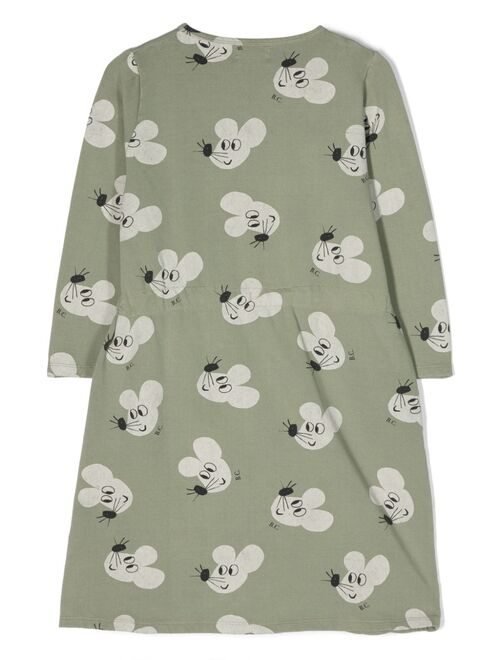 Bobo Choses mouse-print long-sleeve dress