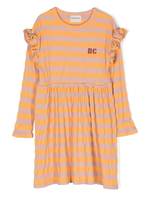 Bobo Choses ruffled stripe-pattern dress