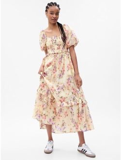 LoveShackFancy Floral Puff Sleeve Maxi Dress