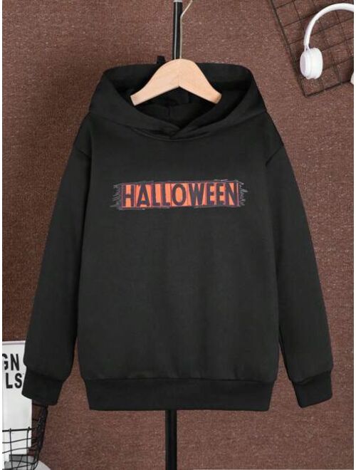 Shein Tween Boy Halloween Print Drop Shoulder Hoodie