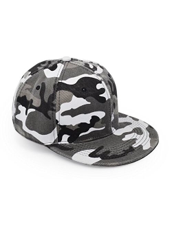 UltraKey Flat Brim Cap, Army Military Camo Baseball Cap Camouflage Hip Hop Flat Bill Plain Snapback Hats