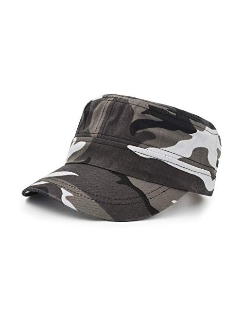 UltraKey Flat Top Baseball Cap, Men Women Cotton Baseball Twill Army Millitary Hat Cap