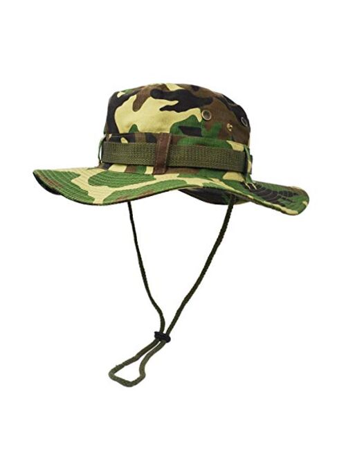 Ultrakey Outdoor Wide Brim Sun Protect Hat, Double Layer Classic US Combat Army Style Bush Jungle Sun Cap for Fishing Hunting Camping