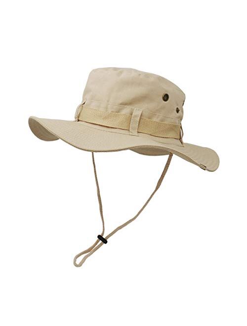 Ultrakey Outdoor Wide Brim Sun Protect Hat, Double Layer Classic US Combat Army Style Bush Jungle Sun Cap for Fishing Hunting Camping