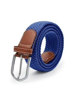 Ultrakey Weave Elastic Belt, Unisex Braided Casual Outdoor Fabric Woven Belt Waist Straps with Metal Buckle