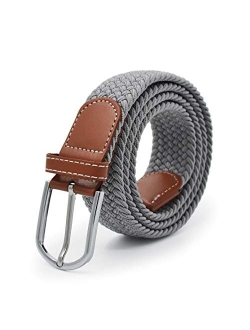 Ultrakey Weave Elastic Belt, Unisex Braided Casual Outdoor Fabric Woven Belt Waist Straps with Metal Buckle