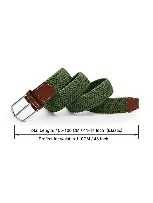 Ultrakey Weave Elastic Belt, Unisex Braided Casual Outdoor Fabric Woven Belt Waist Straps with Metal Buckle