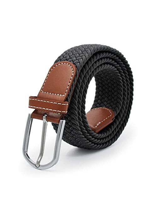 Ultrakey Weave Elastic Belt, Unisex Braided Casual Outdoor Fabric Woven Belt Waist Straps with Metal Buckle