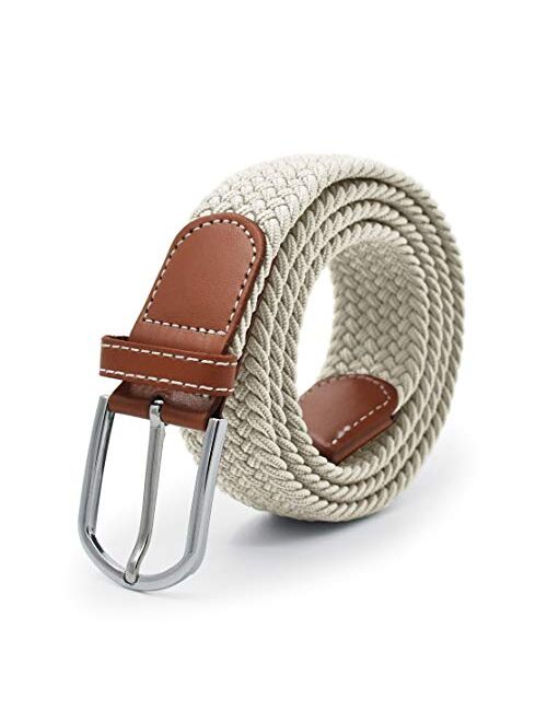 Ultrakey Weave Elastic Belt, Unisex Braided Casual Outdoor Fabric Woven Belt Waist Straps with Metal Buckle