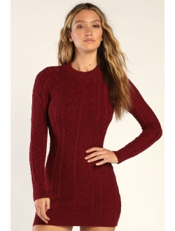 Love You Sweater Hunter Green Cable Knit Backless Sweater Dress