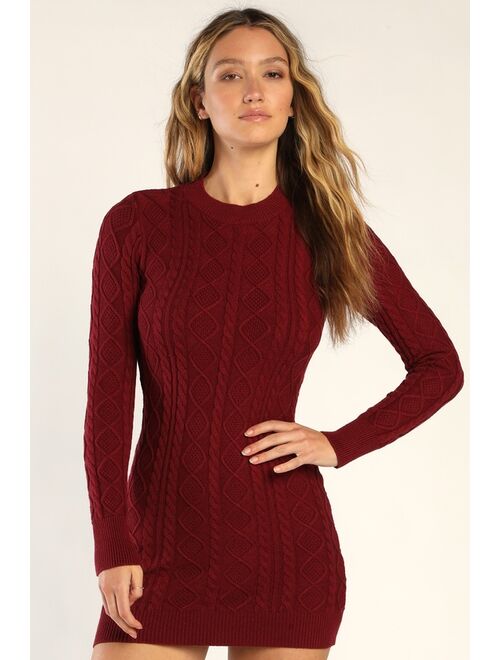 Lulus Love You Sweater Hunter Green Cable Knit Backless Sweater Dress