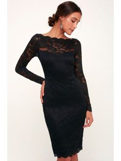 Margalo Black Lace Long Sleeve Bodycon Dress