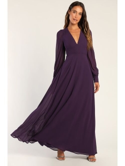 Talk About Divine Burgundy Long Sleeve Backless Maxi Dress