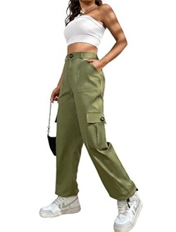 LOLOCCI Cargo Pants Women Camo Pants High Waisted Baggy Streetwear Women Cargo Pants