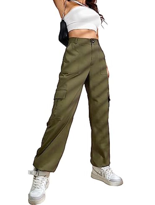 LOLOCCI Cargo Pants Women Camo Pants High Waisted Baggy Streetwear Women Cargo Pants