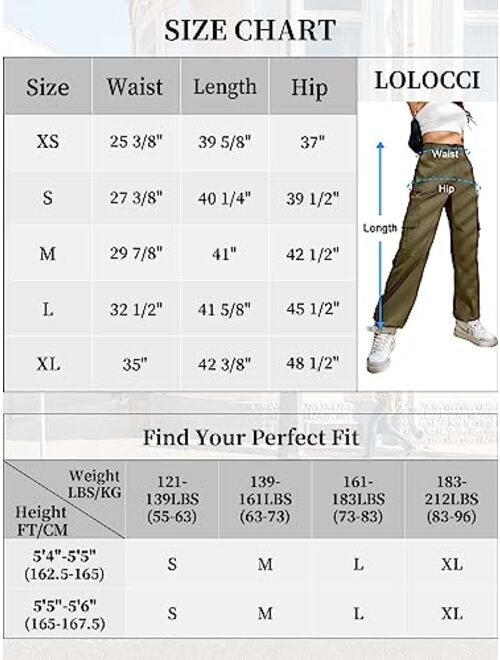 LOLOCCI Cargo Pants Women Camo Pants High Waisted Baggy Streetwear Women Cargo Pants