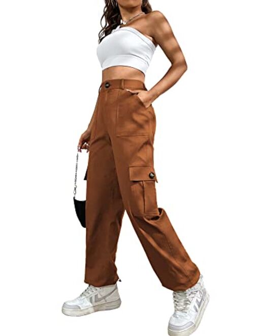 LOLOCCI Cargo Pants Women Camo Pants High Waisted Baggy Streetwear Women Cargo Pants