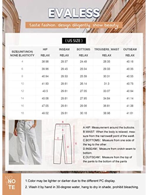 EVALESS Cargo Pants Women Casual Loose High Waisted Straight Leg Baggy Pants Trousers with Pockets