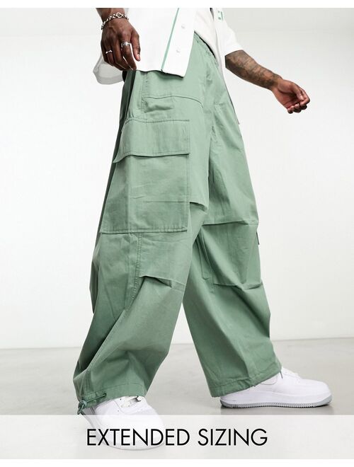 ASOS DESIGN parachute cargo pants in khaki