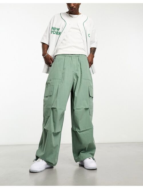 ASOS DESIGN parachute cargo pants in khaki