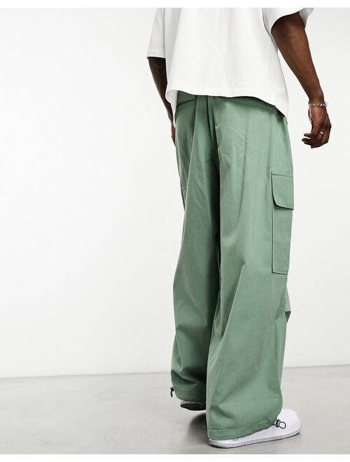 ASOS DESIGN parachute cargo pants in khaki