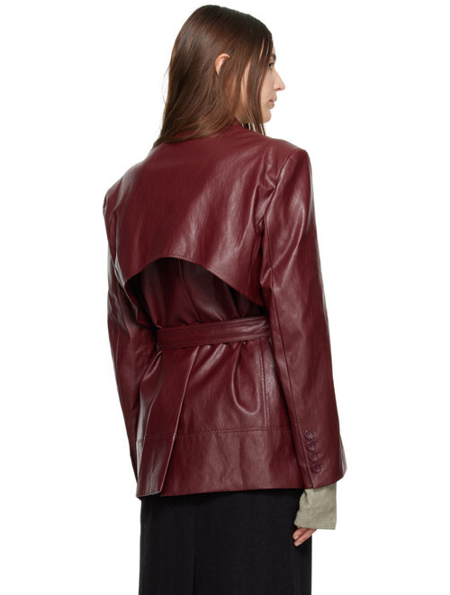 cinch KIJUN Burgundy Belted Faux-Leather Blazer