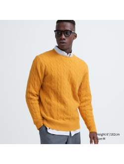 Souffle Yarn Cable Crew Neck Long-Sleeve Sweater