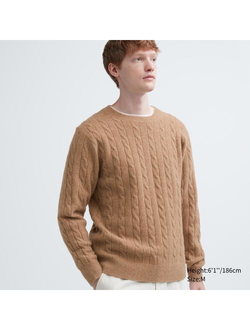 UNIQLO Souffle Yarn Cable Crew Neck Long-Sleeve Sweater