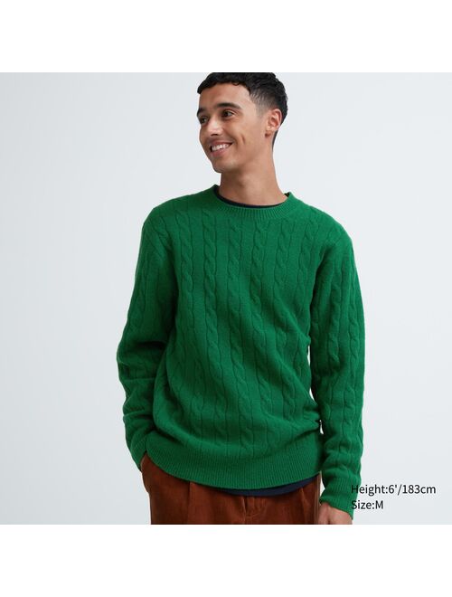 UNIQLO Souffle Yarn Cable Crew Neck Long-Sleeve Sweater