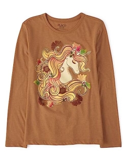 Girls' Long Sleeve Fall Graphic T-Shirt