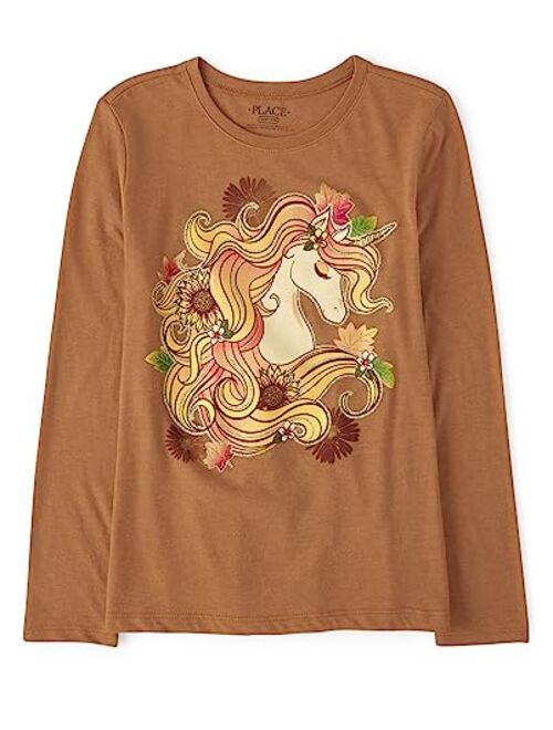 The Children's Place Girls' Long Sleeve Fall Graphic T-Shirt