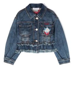 Cherry peplum denim jacket