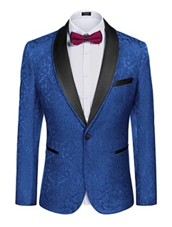 Men's Floral Tuxedo Suit Jacket Slim Fit Dinner Jacket Party Prom Wedding Blazer Jackets