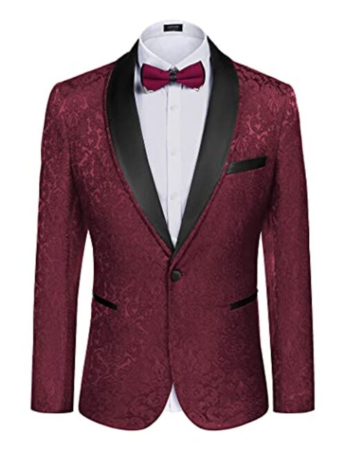 COOFANDY Men's Floral Tuxedo Suit Jacket Slim Fit Dinner Jacket Party Prom Wedding Blazer Jackets