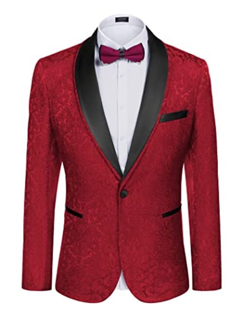 COOFANDY Men's Floral Tuxedo Suit Jacket Slim Fit Dinner Jacket Party Prom Wedding Blazer Jackets