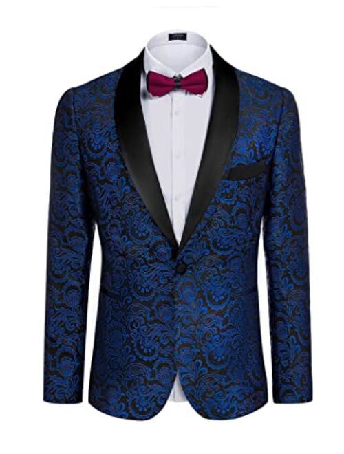 COOFANDY Men's Floral Tuxedo Suit Jacket Slim Fit Dinner Jacket Party Prom Wedding Blazer Jackets