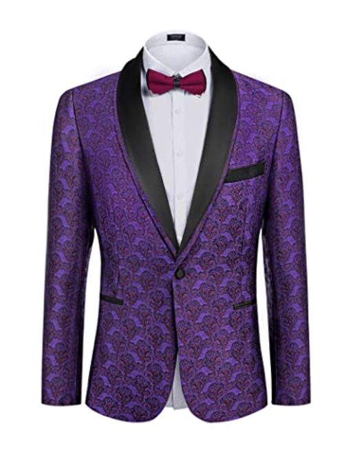 COOFANDY Men's Floral Tuxedo Suit Jacket Slim Fit Dinner Jacket Party Prom Wedding Blazer Jackets