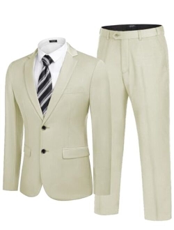 Men's 2 Piece Suits Classic Fit 2 Button Dress Suits Tuxedo Jacket Blazer for Wedding Business Dinner Prom