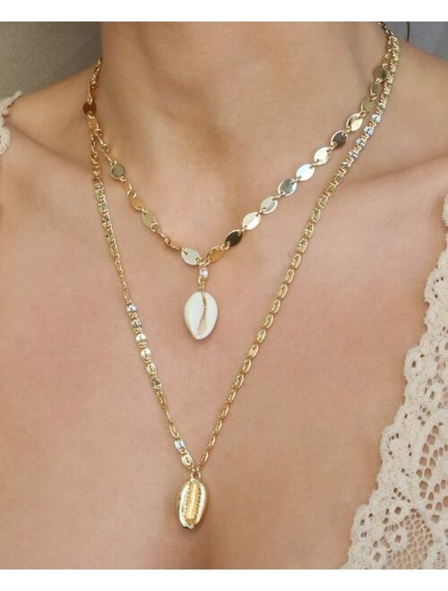 ETTIKA Double Cowrie Shell Layered Necklace Set