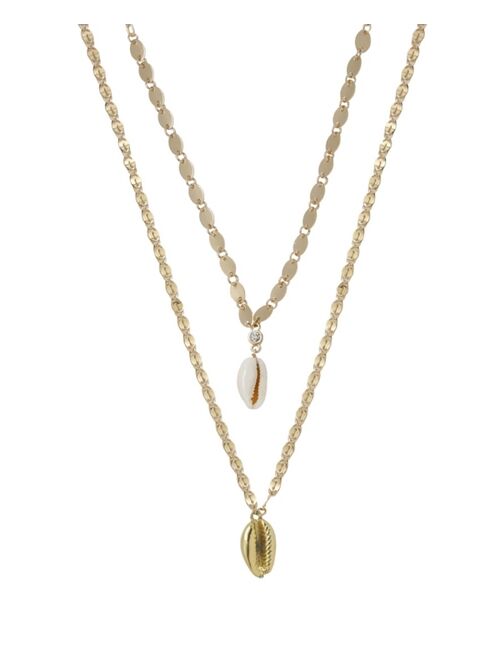 ETTIKA Double Cowrie Shell Layered Necklace Set