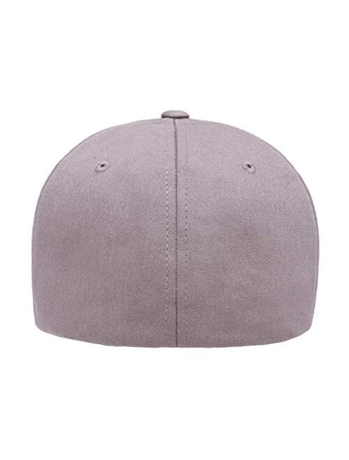 Flexfit Cotton Twill Fitted Cap, Silver, Large-X-Large