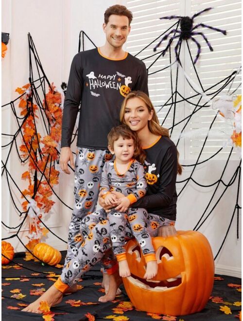 Shein Young Boy Halloween Print Snug Fit PJ Set