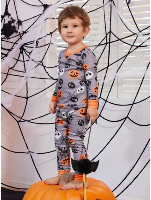 Shein Young Boy Halloween Print Snug Fit PJ Set