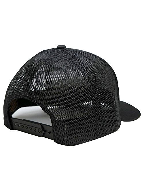 Flexfit American Flag Patch Snapback Trucker Mesh Cap - Black