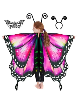 RekTak Butterfly Wings for Girls, Butterfly Costume for Halloween Party Kids Fairy Wing with Mask and Headband