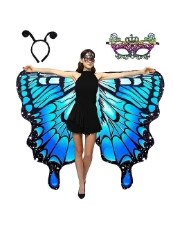 Whiteuniqoon Double-Sided Printing Butterfly Costume for Women, Halloween Costumes Adult Butterfly Wings for Women