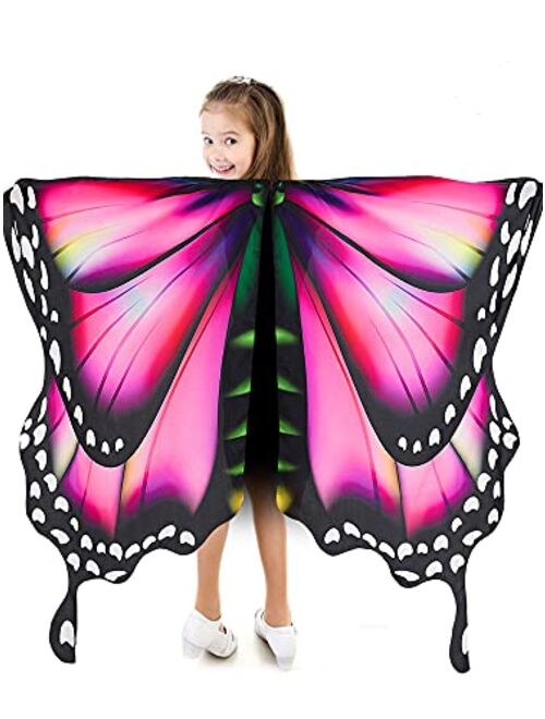 Hozhoy Butterfly Wings for Girls Butterfly Halloween Costume for Girls Butterfly Fairy Wings Shawl with Mask and Antenna Headband